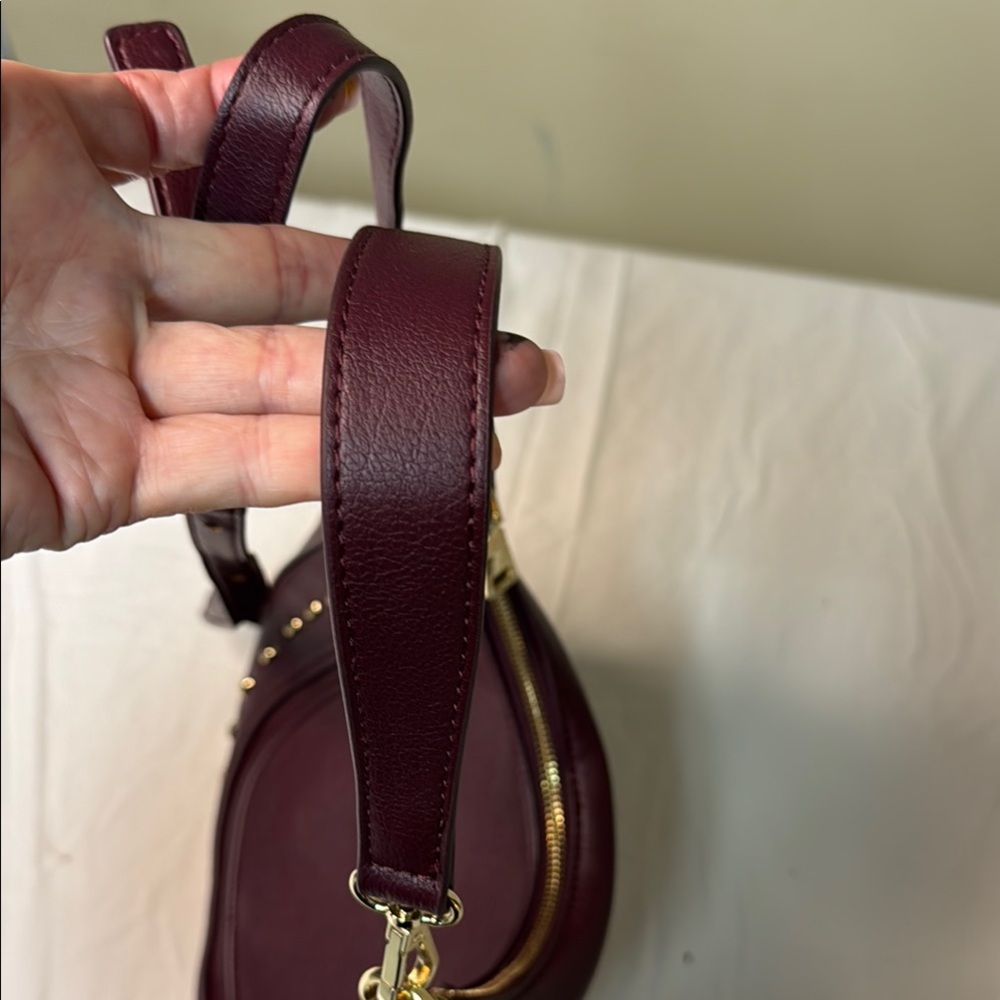 INC International Concepts Burgundy Studded Hobo Crossbody Bag - Picture 7 of 10